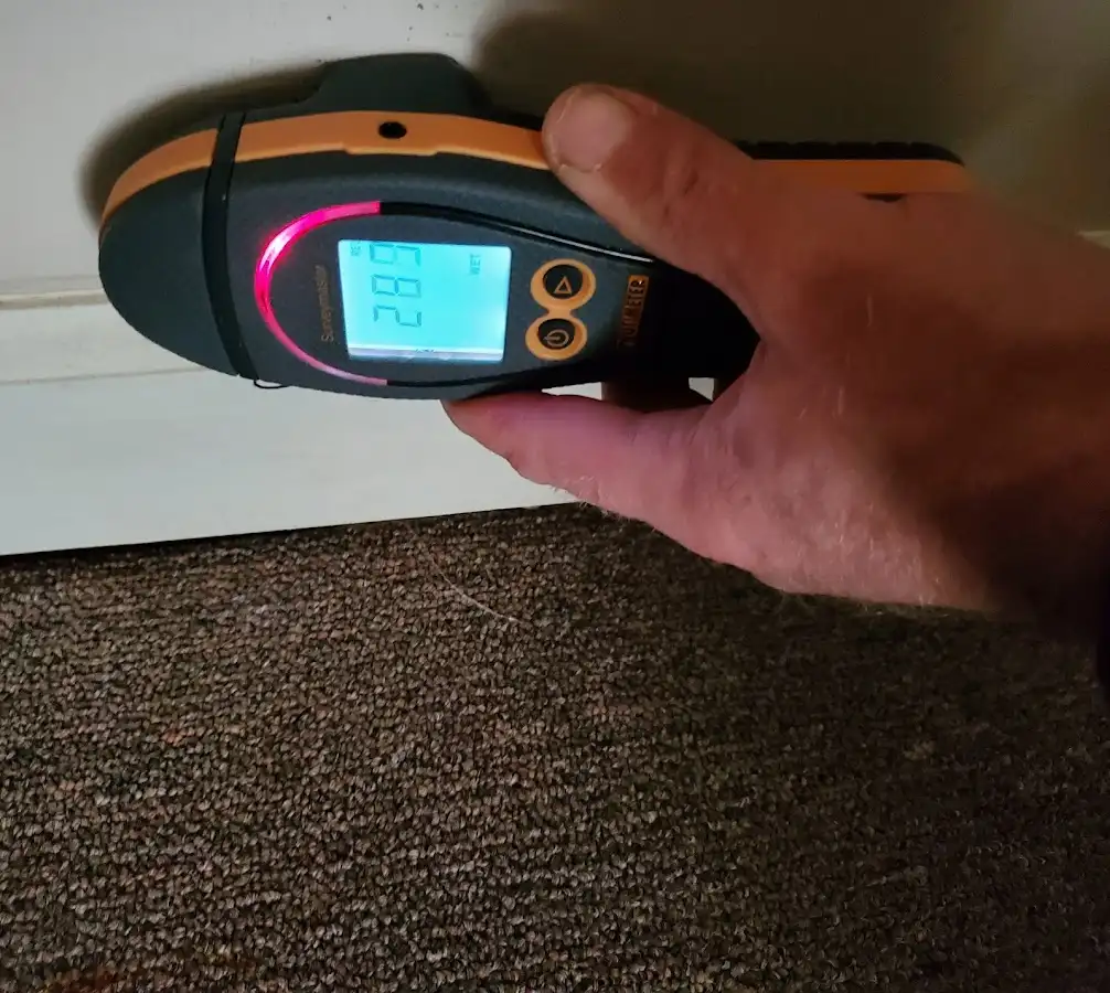 Moisture detection at baseboard during Burst Pipe Cleanup in South Jordan